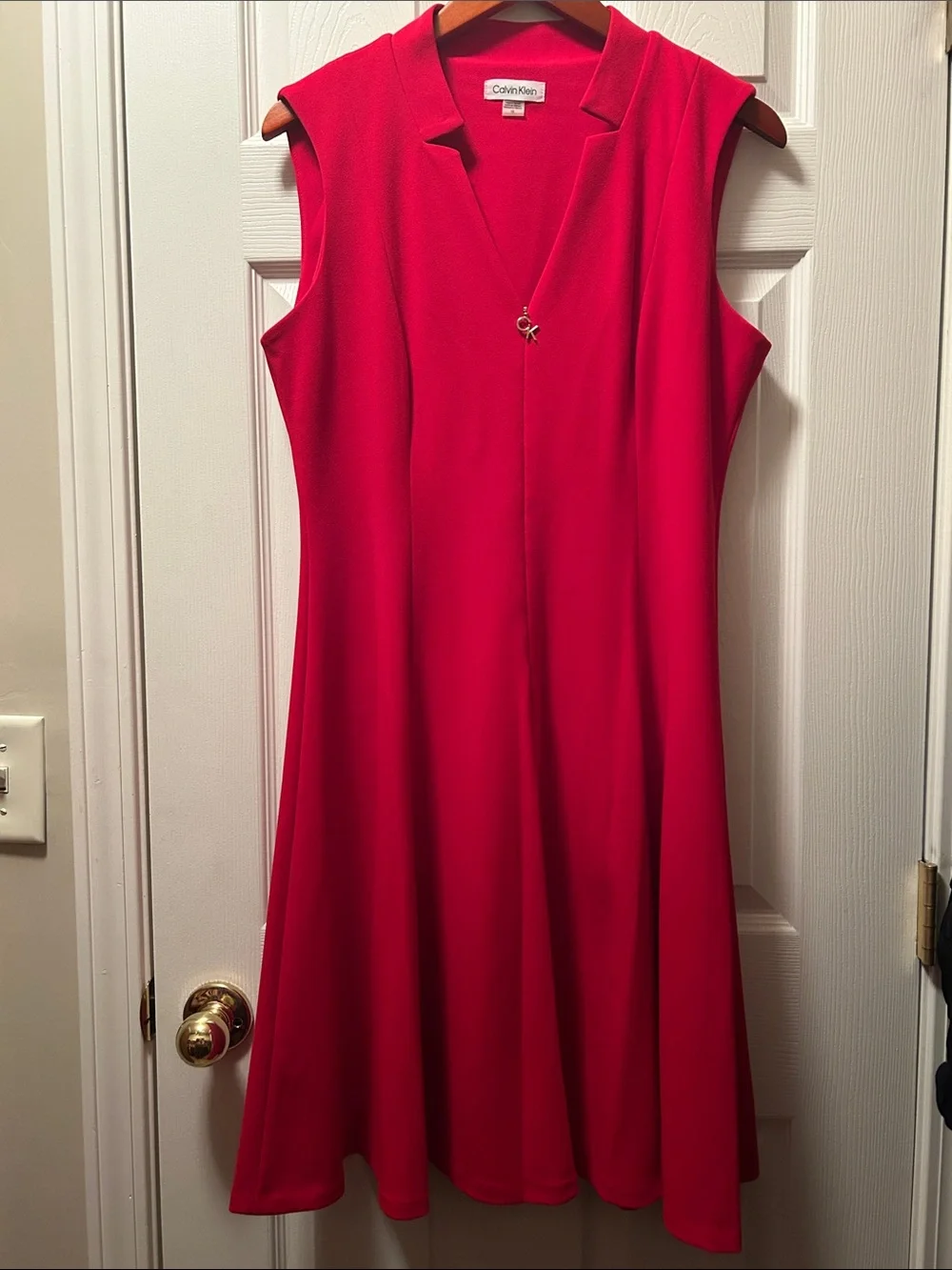 Calvin Klein Bright Red Sleeveless Fit-and-Flare Dress Size 12